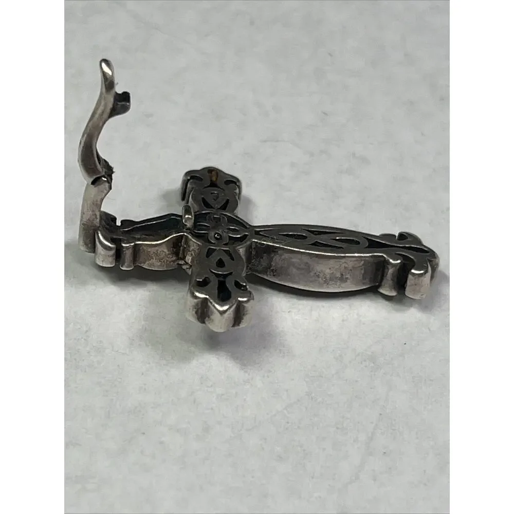 EFFY 18k And Sterling Silver Cross Crucifix Pendant Faux Pearl No Necklace RARE - Picture 10 of 12